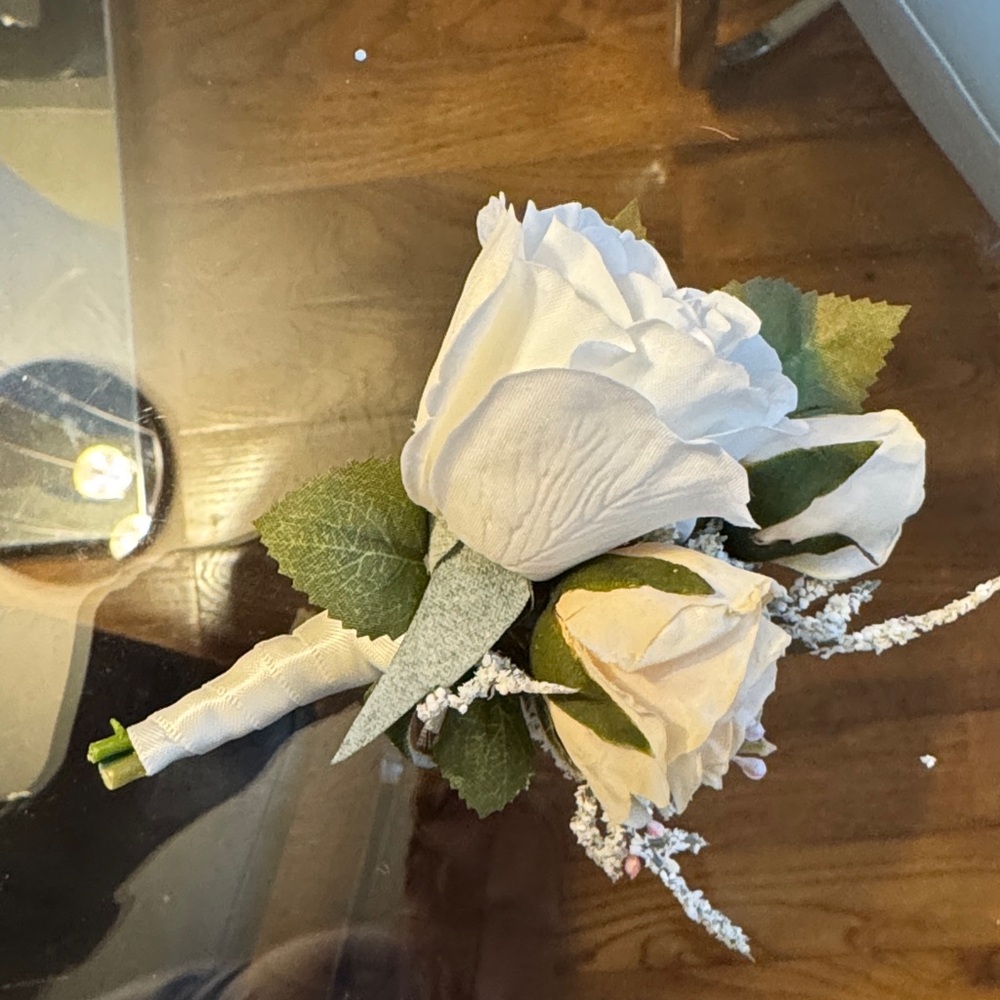 Elegant White and Cream Rose Boutonniere